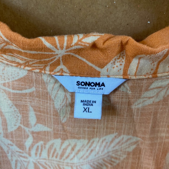 Sonoma Orange Leaf Print Shirt Size X Large - Picture 4 of 6